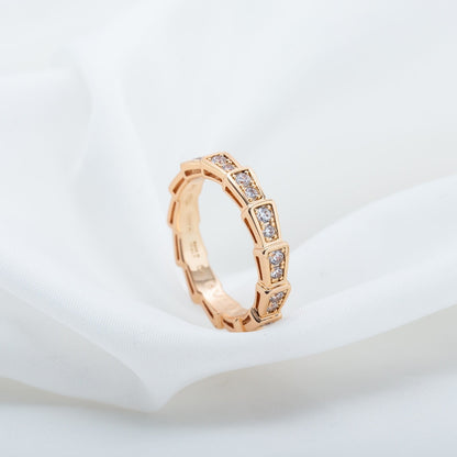 [Panda Jewelry]SERPENTI RING PINK GOLD DIAMOND PAVED 3MM