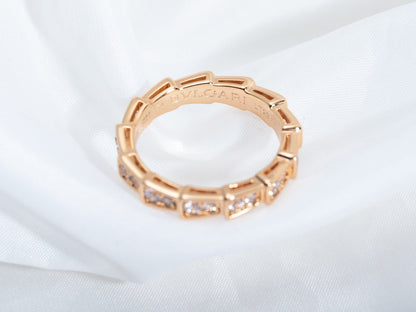 [Panda Jewelry]SERPENTI RING PINK GOLD DIAMOND PAVED 3MM