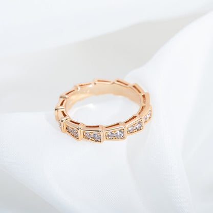 [Panda Jewelry]SERPENTI RING PINK GOLD DIAMOND PAVED 3MM