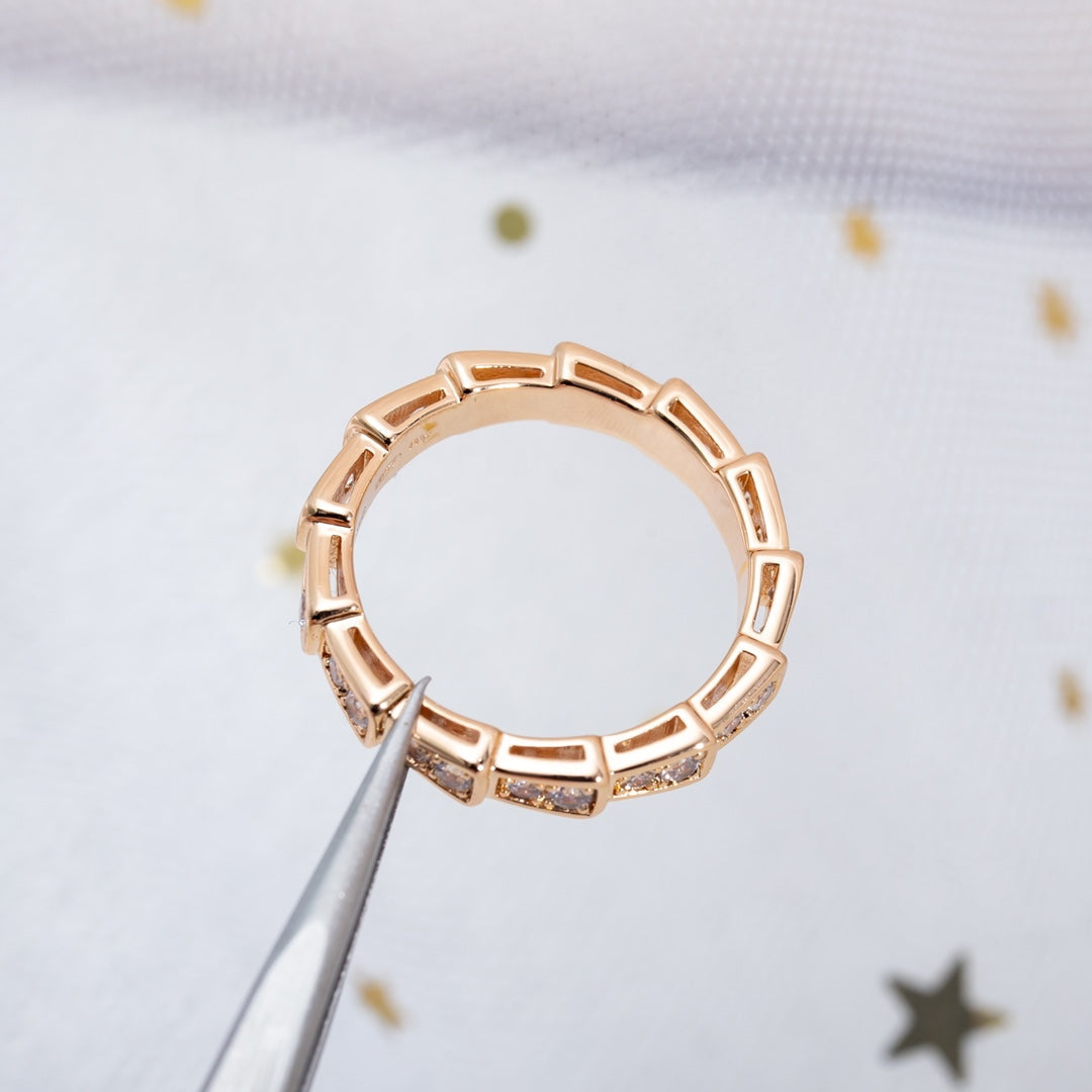 [Panda Jewelry]SERPENTI RING PINK GOLD DIAMOND PAVED 3MM