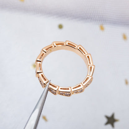 [Panda Jewelry]SERPENTI RING PINK GOLD DIAMOND PAVED 3MM