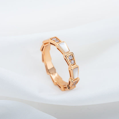 [Panda Jewelry]SERPENTI RING PINK GOLD DIAMOND MOP 3MM