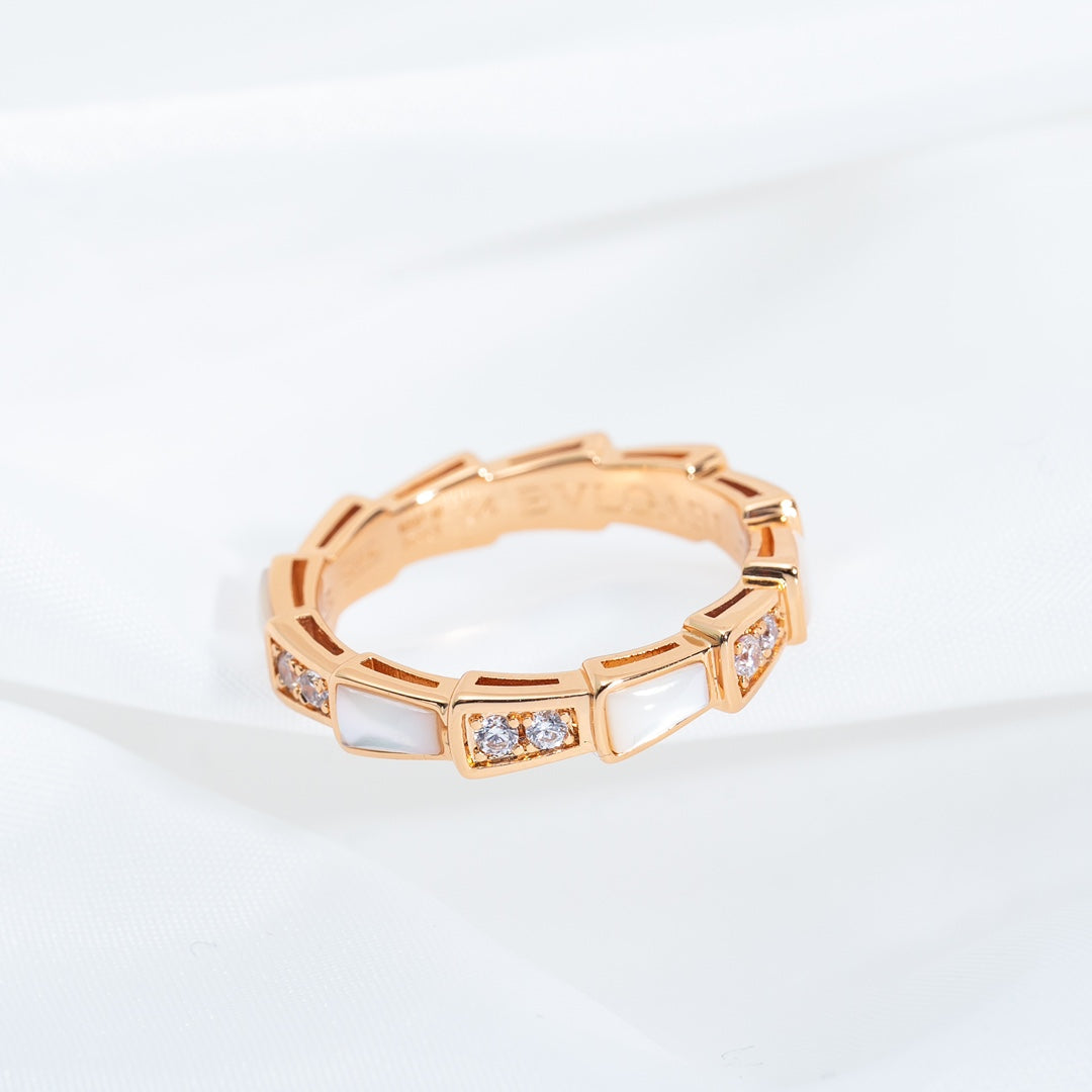 [Panda Jewelry]SERPENTI RING PINK GOLD DIAMOND MOP 3MM