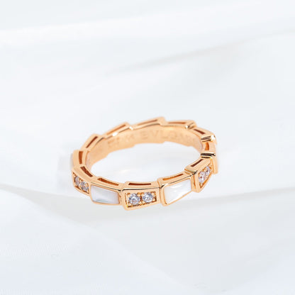 [Panda Jewelry]SERPENTI RING PINK GOLD DIAMOND MOP 3MM