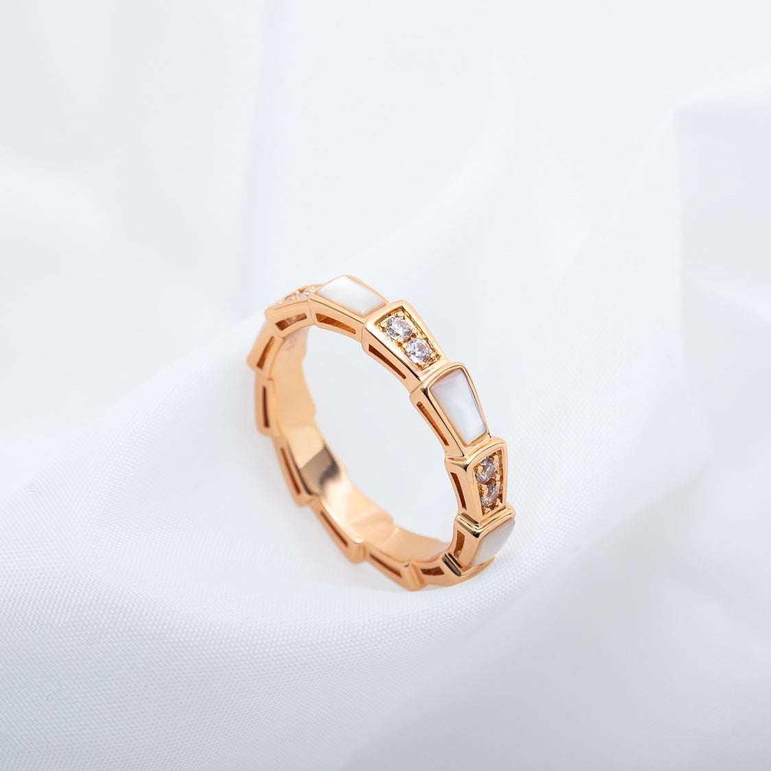 [Panda Jewelry]SERPENTI RING PINK GOLD DIAMOND MOP 3MM