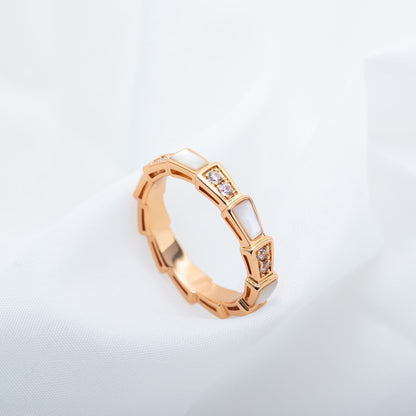 [Panda Jewelry]SERPENTI RING PINK GOLD DIAMOND MOP 3MM