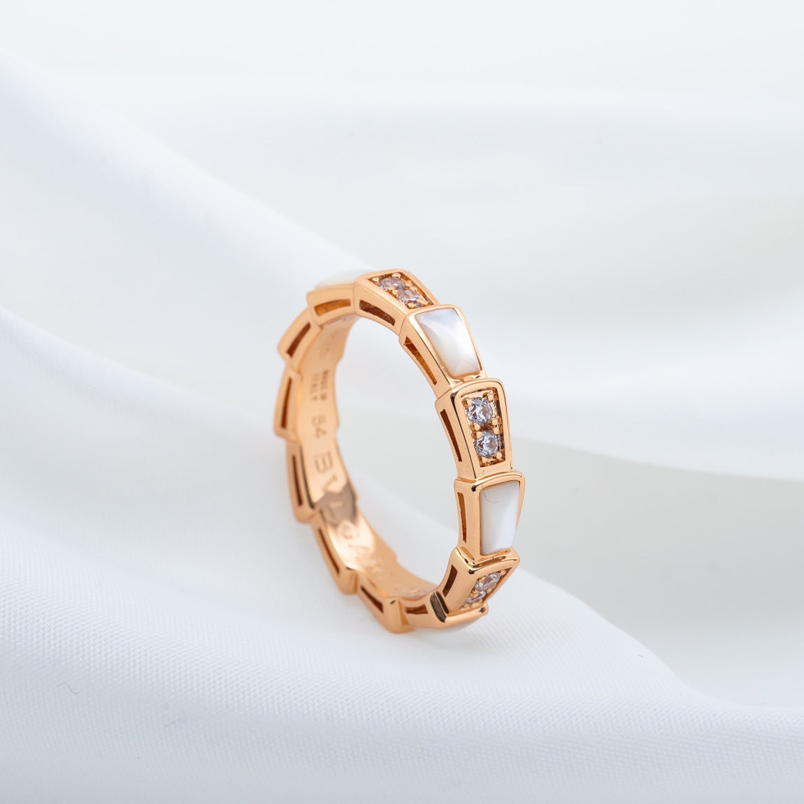 [Panda Jewelry]SERPENTI RING PINK GOLD DIAMOND MOP 3MM