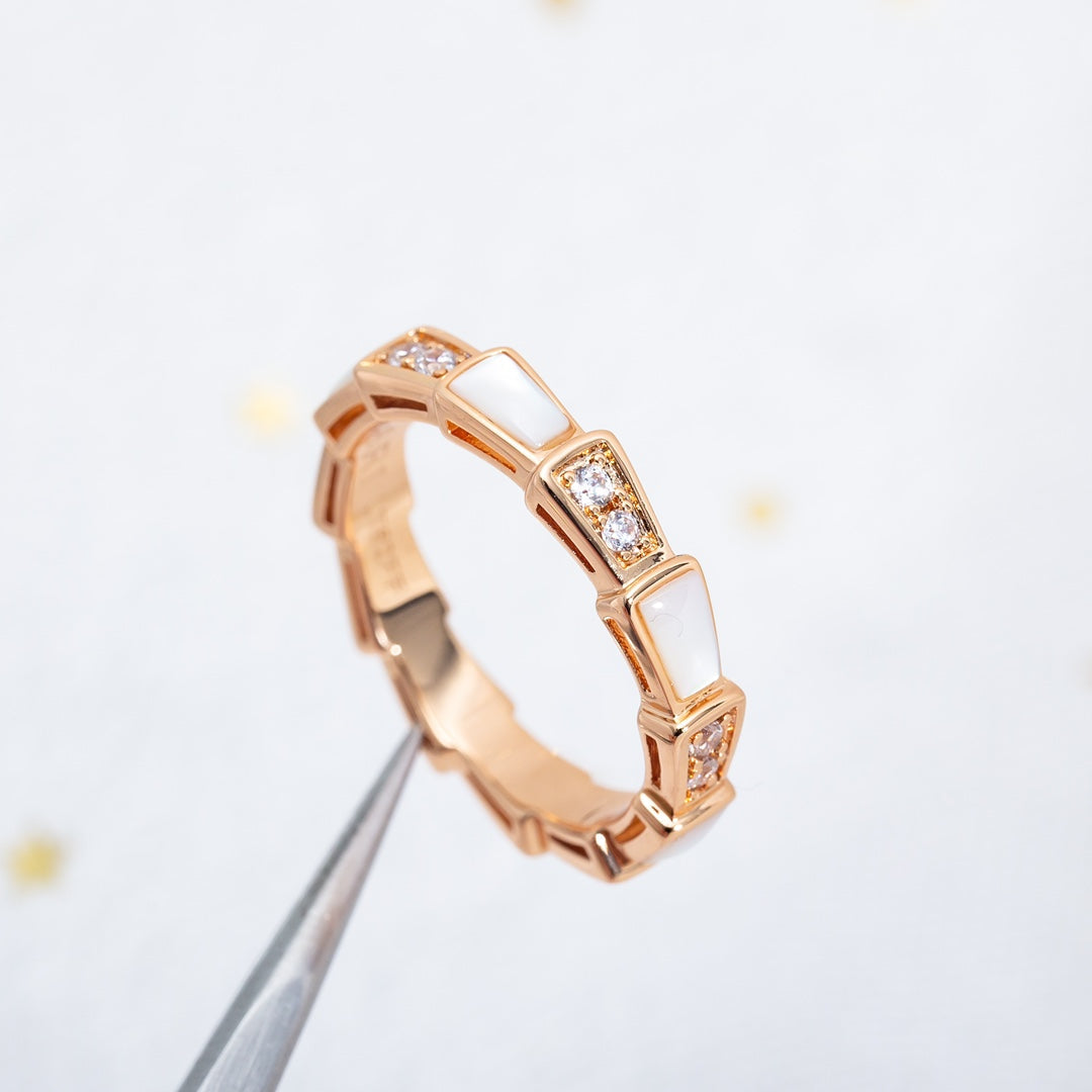 [Panda Jewelry]SERPENTI RING PINK GOLD DIAMOND MOP 3MM
