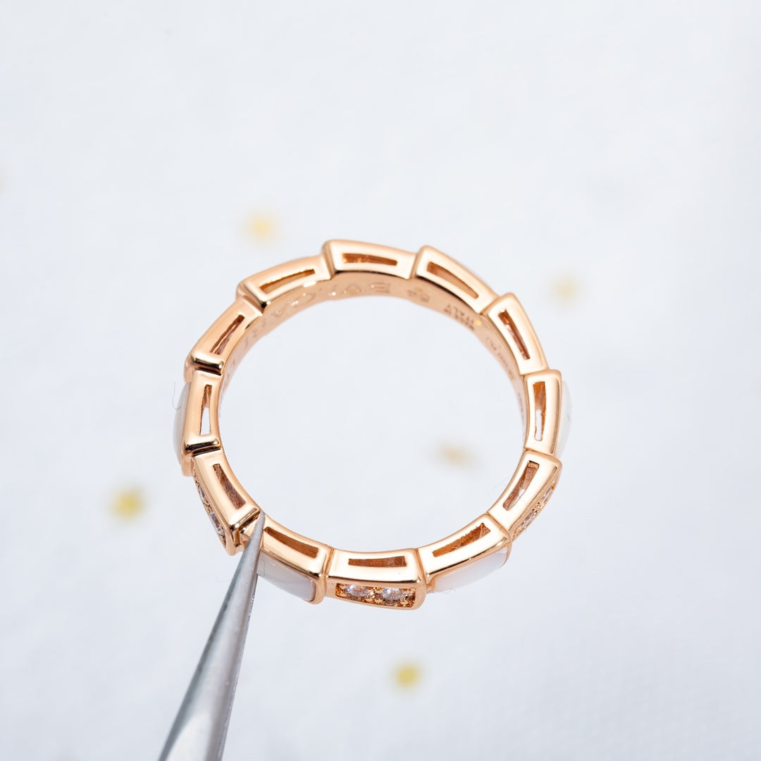 [Panda Jewelry]SERPENTI RING PINK GOLD DIAMOND MOP 3MM