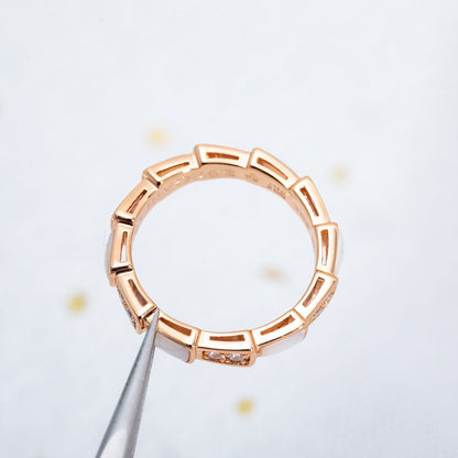 [Panda Jewelry]SERPENTI RING PINK GOLD DIAMOND MOP 3MM