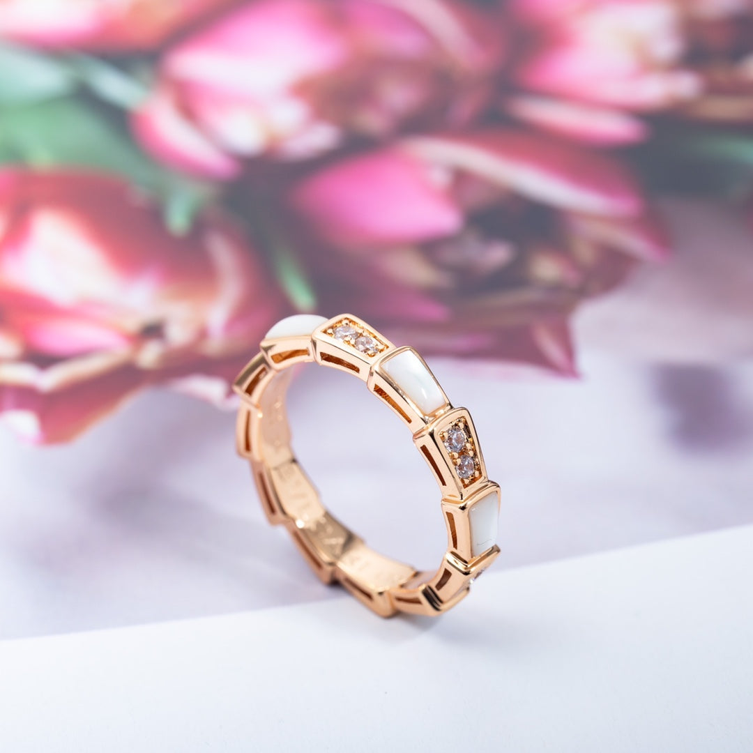 [Panda Jewelry]SERPENTI RING PINK GOLD DIAMOND MOP 3MM