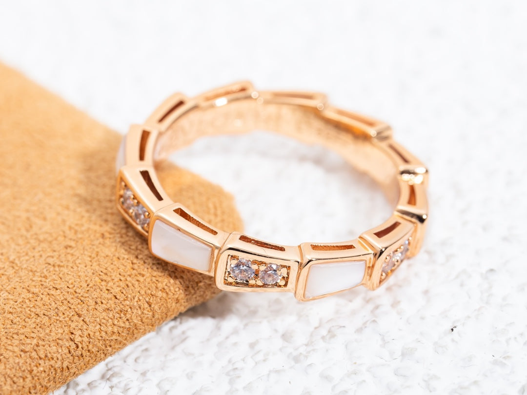 [Panda Jewelry]SERPENTI RING PINK GOLD DIAMOND MOP 3MM