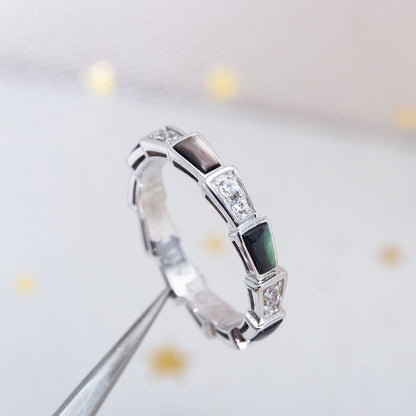 [Panda Jewelry]SERPENTI RING SILVER  DIAMOND BLACK MOP 3MM