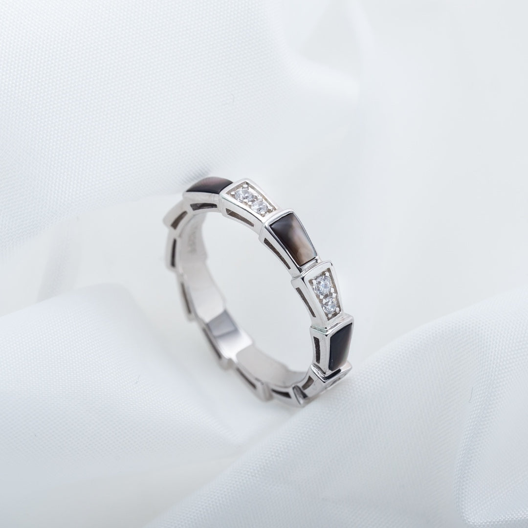 [Panda Jewelry]SERPENTI RING SILVER  DIAMOND BLACK MOP 3MM