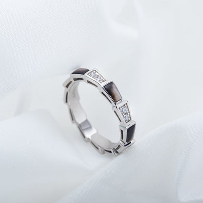 [Panda Jewelry]SERPENTI RING SILVER  DIAMOND BLACK MOP 3MM