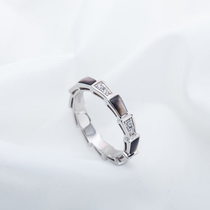 [Panda Jewelry]SERPENTI RING SILVER  DIAMOND BLACK MOP 3MM