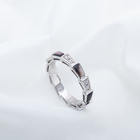 [Panda Jewelry]SERPENTI RING SILVER  DIAMOND BLACK MOP 3MM