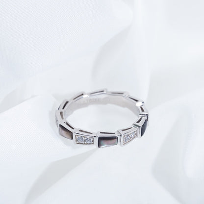 [Panda Jewelry]SERPENTI RING SILVER  DIAMOND BLACK MOP 3MM