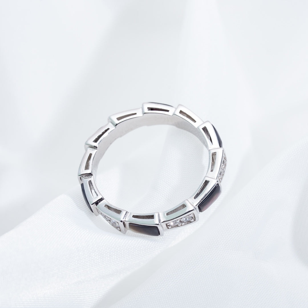 [Panda Jewelry]SERPENTI RING SILVER  DIAMOND BLACK MOP 3MM