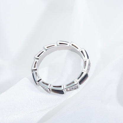 [Panda Jewelry]SERPENTI RING SILVER  DIAMOND BLACK MOP 3MM