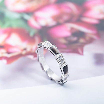 [Panda Jewelry]SERPENTI RING SILVER  DIAMOND BLACK MOP 3MM
