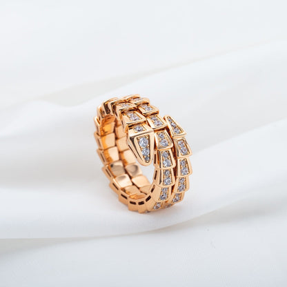 [Panda Jewelry]SERPENTI RING PINK GOLD DIAMOND DOUBLE ROW
