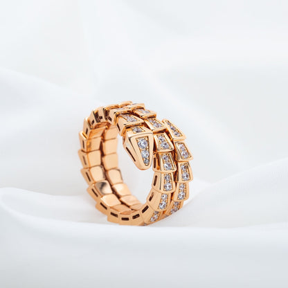 [Panda Jewelry]SERPENTI RING PINK GOLD DIAMOND DOUBLE ROW