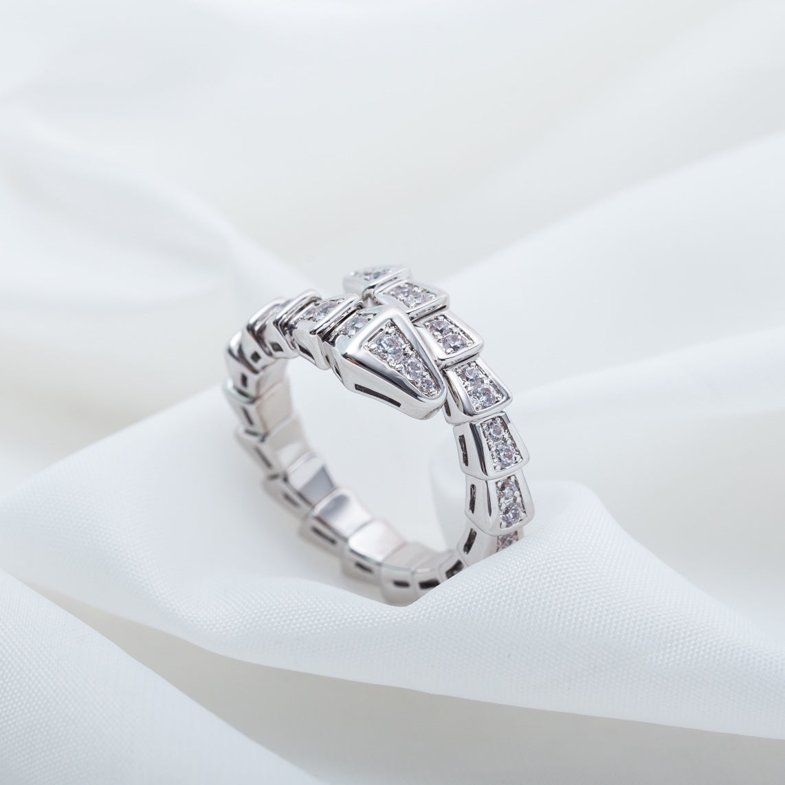[Panda Jewelry]SERPENTI RING SILVER DIAMOND PAVED 4MM