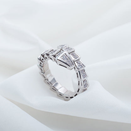 [Panda Jewelry]SERPENTI RING SILVER DIAMOND PAVED 4MM