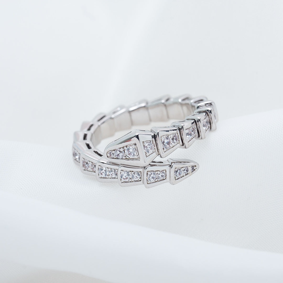 [Panda Jewelry]SERPENTI RING SILVER DIAMOND PAVED 4MM