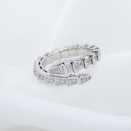 [Panda Jewelry]SERPENTI RING SILVER DIAMOND PAVED 4MM