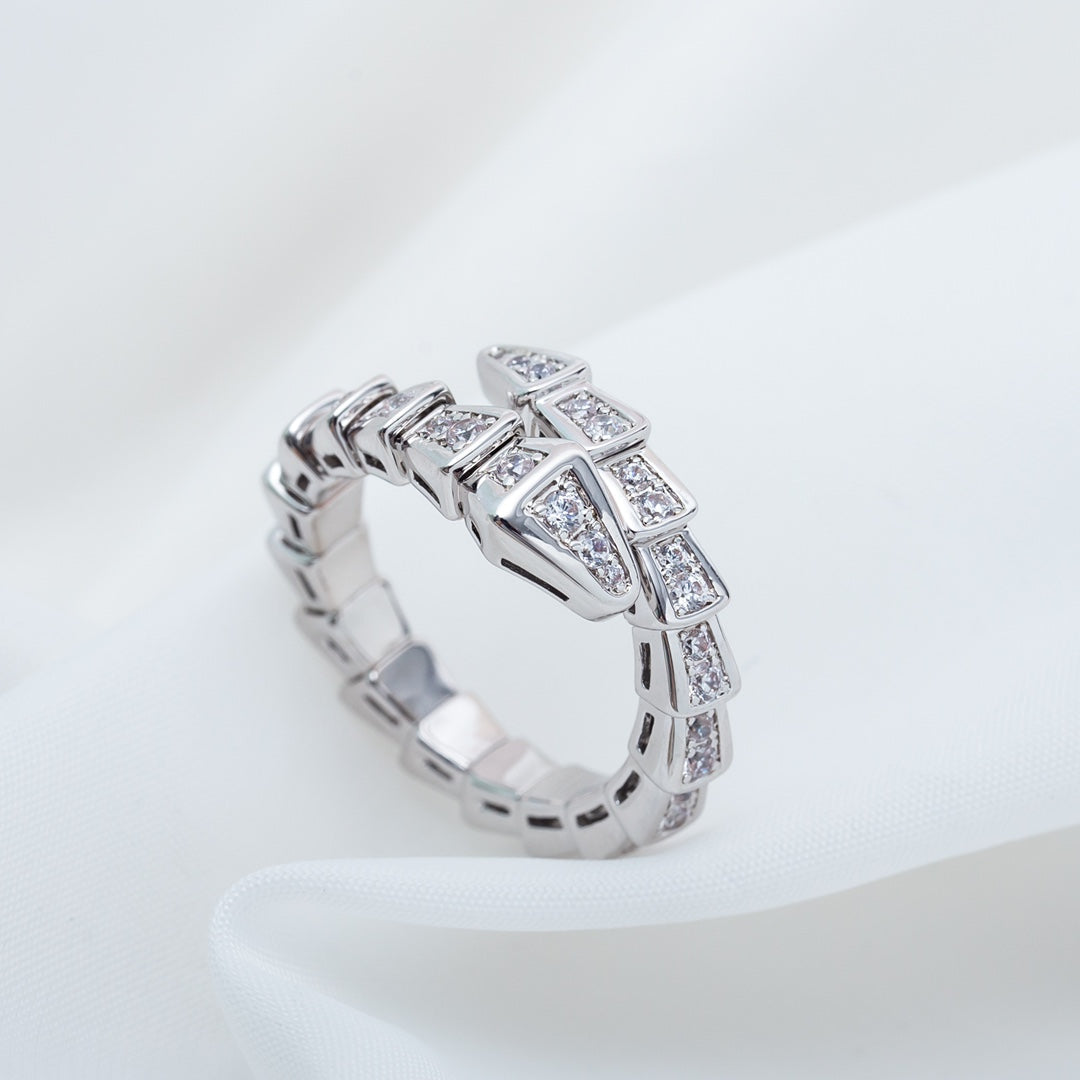 [Panda Jewelry]SERPENTI RING SILVER DIAMOND PAVED 4MM