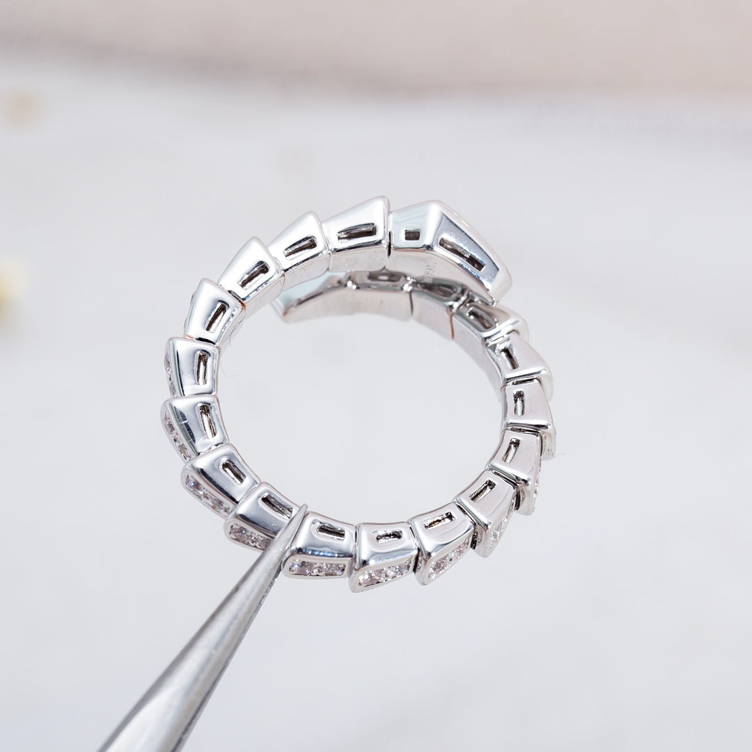 [Panda Jewelry]SERPENTI RING SILVER DIAMOND PAVED 4MM