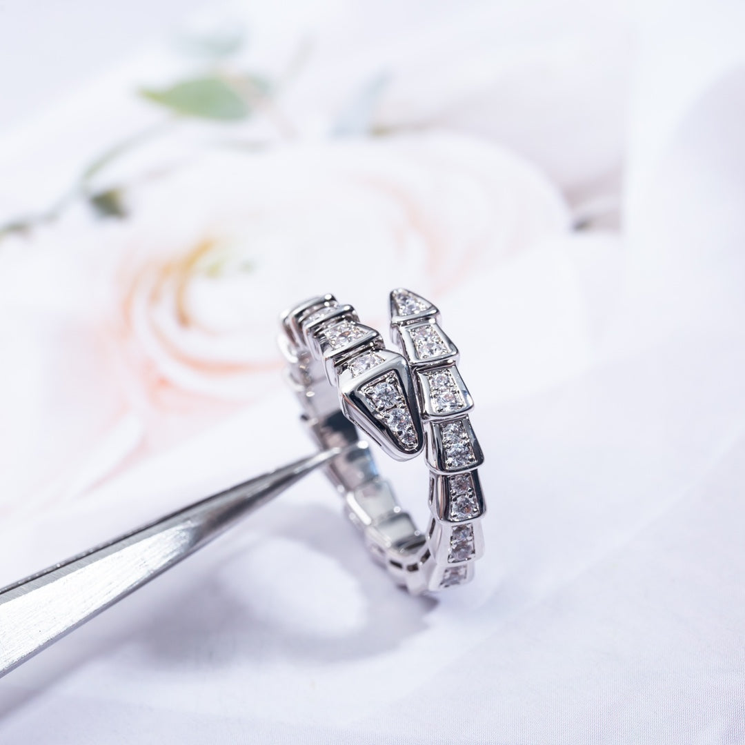 [Panda Jewelry]SERPENTI RING SILVER DIAMOND PAVED 4MM