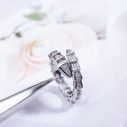 [Panda Jewelry]SERPENTI RING SILVER DIAMOND PAVED 4MM