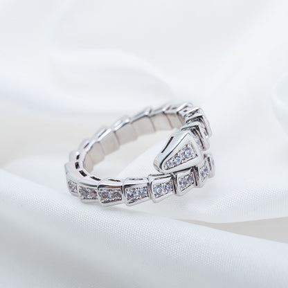 [Panda Jewelry]SERPENTI RING SILVER DIAMOND PAVED 4MM