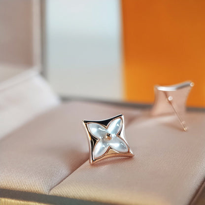 [Panda Jewelry]STAR MOP PINK GOLD EARRINGS