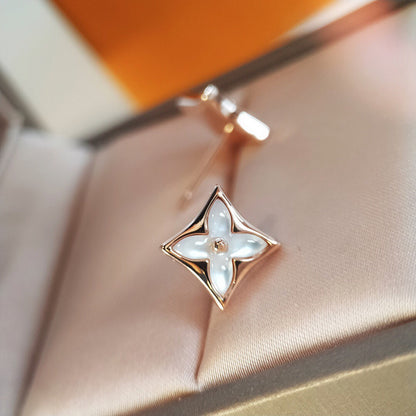 [Panda Jewelry]STAR MOP PINK GOLD EARRINGS