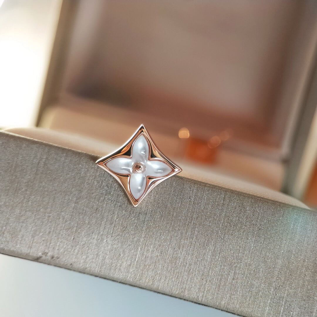[Panda Jewelry]STAR MOP PINK GOLD EARRINGS