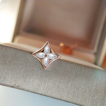 [Panda Jewelry]STAR MOP PINK GOLD EARRINGS