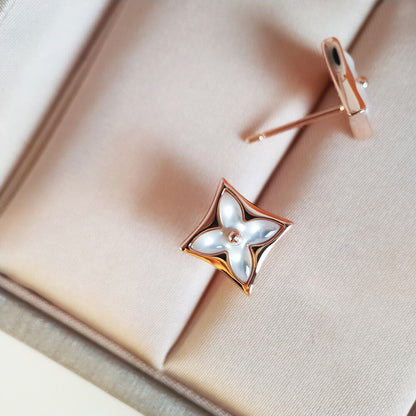 [Panda Jewelry]STAR MOP PINK GOLD EARRINGS