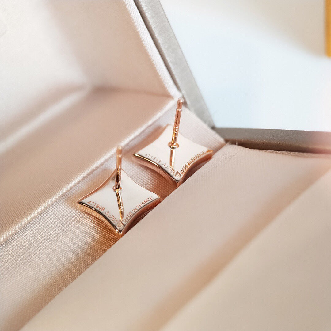 [Panda Jewelry]STAR MOP PINK GOLD EARRINGS