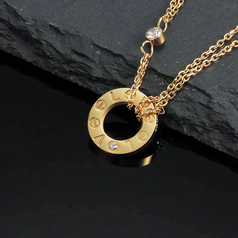 [Panda Jewelry]LOVE NECKLACE 16MM 2 DIAMONDS