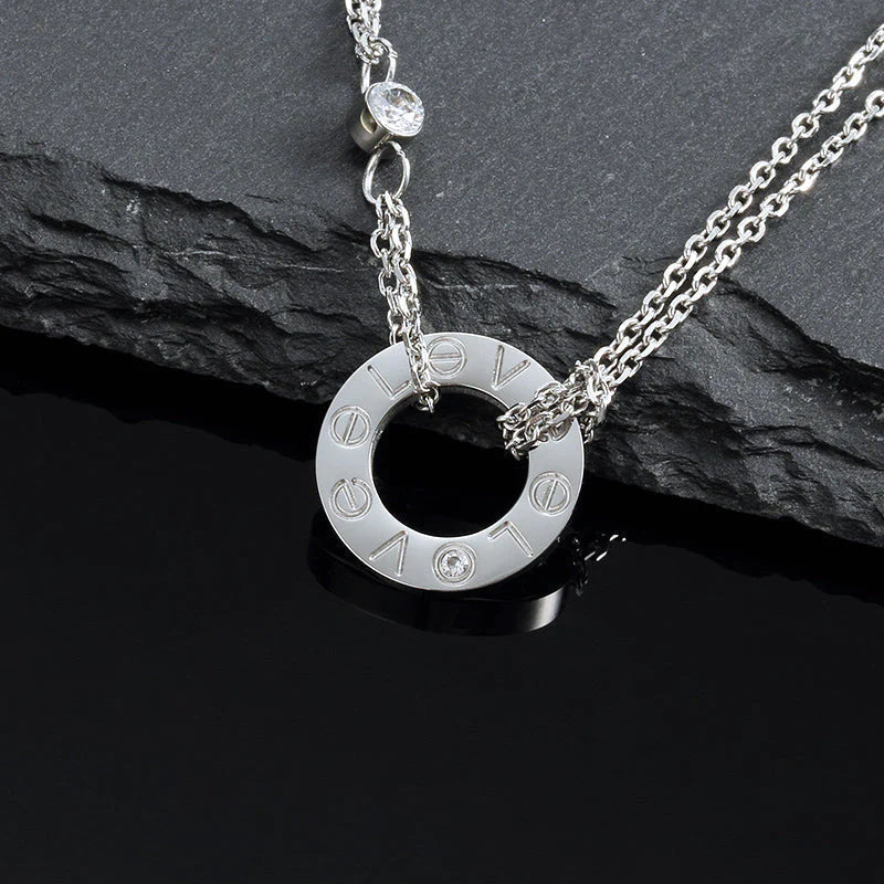 [Panda Jewelry]LOVE NECKLACE 16MM 2 DIAMONDS