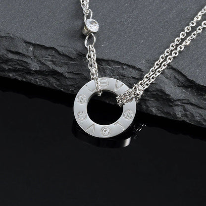 [Panda Jewelry]LOVE NECKLACE 16MM 2 DIAMONDS