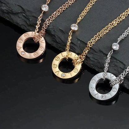 [Panda Jewelry]LOVE NECKLACE 16MM 2 DIAMONDS