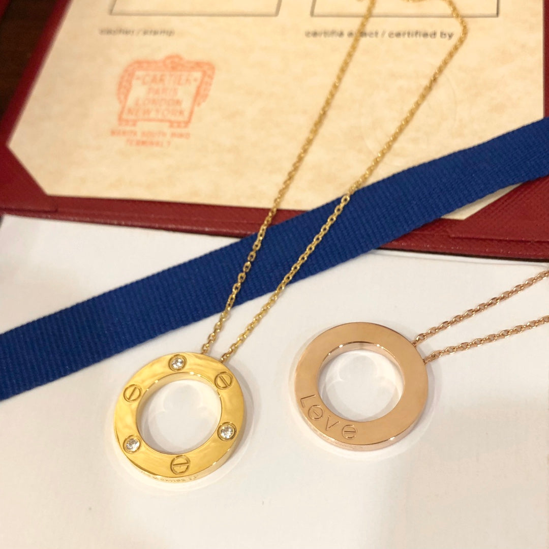 [Panda Jewelry]LOVE NECKLACE 16MM 3 DIAMONDS