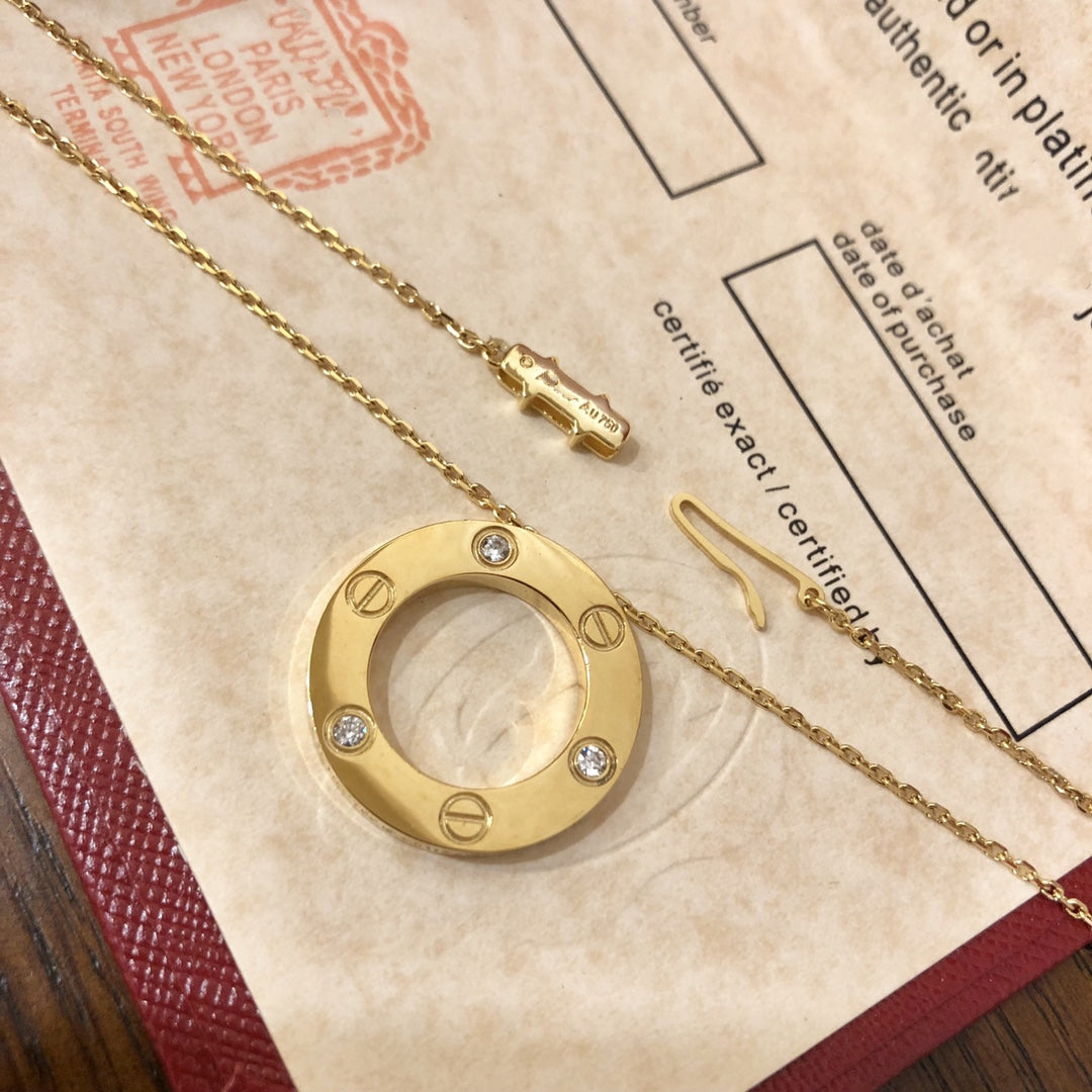 [Panda Jewelry]LOVE NECKLACE 16MM 3 DIAMONDS