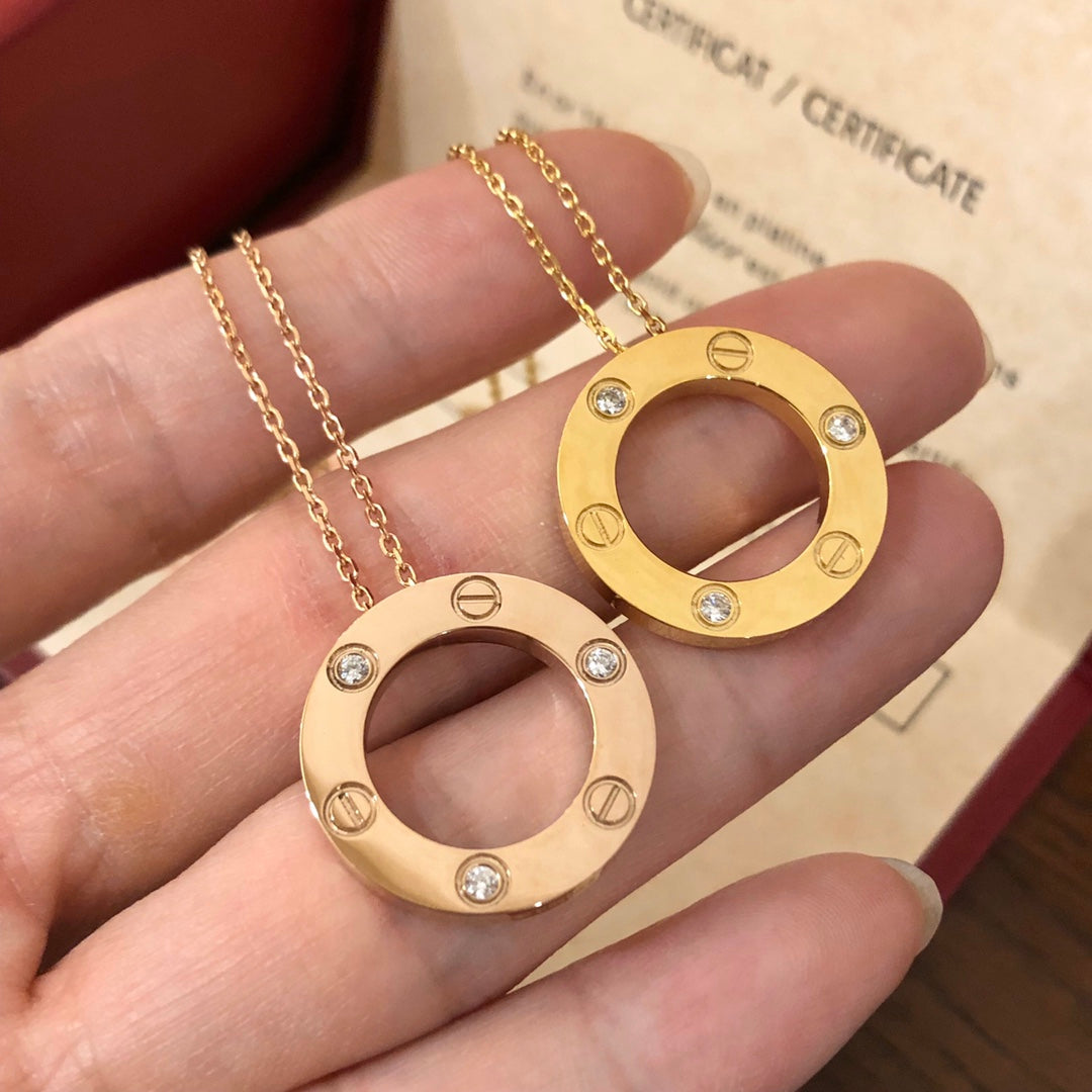 [Panda Jewelry]LOVE NECKLACE 16MM 3 DIAMONDS