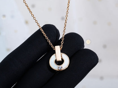 [Panda Jewelry]GARI NECKLACE PINK GOLD MOP